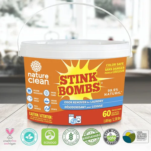 Miniatura 8 de Nature Clean Stink Bombs - Cápsulas eliminadoras de olores para ropa, elimina mascotas, sudor, grasa, moho y olores deportivos, desodorante