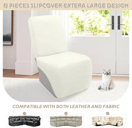 Miniatura 326 de Arfntevss Fundas de sofá seccional reclinable de terciopelo, Funda de sofá seccional de esquina para sofá reclinable, Funda elástica suave