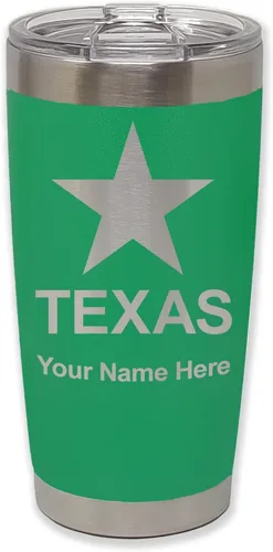 Miniatura 18 de LaserGram Vaso aislado al vacío de 20 onzas, bandera de Texas, grabado personalizado incluido (negro)