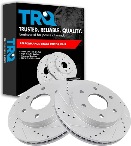 Miniatura 265 de TRQ Juego de rotores de freno de rendimiento trasero con revestimiento G premium compatible con Mazda 6 2014-2021