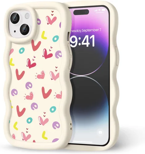 Miniatura 238 de Compatible con iPhone SE/8/7 Funda para Mujeres y Niñas, Marco Ondulado Rizado con Patrón Lindo, Estética Delgada Suave Silicona TPU Parachoques