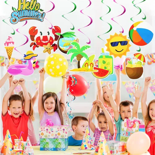Miniatura 2 de Abaodam 10 piezas de remolinos colgantes para fiesta de verano en la piscina, decoración de fiesta de cumpleaños temática de playa, 10