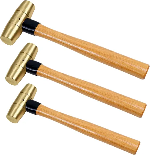 Miniatura 16 de WEDO Martillo de latón de 16 onzas, martillo de mazo de latón macizo con mango de fibra de vidrio, cabeza de doble cara, longitud de 12 pulgadas