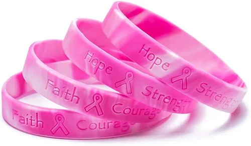 Omgouue 48 unids pulseras de concienciación sobre el cáncer de mama cinta rosa camuflaje silicona ganar para fiesta rosa suministros favores,