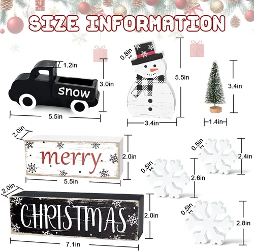Miniatura 5 de Yinhua - Decoraciones de Navidad para interiores, decoración de mesa navideña, muñeco de nieve de camión negro con árbol de Navidad y copos