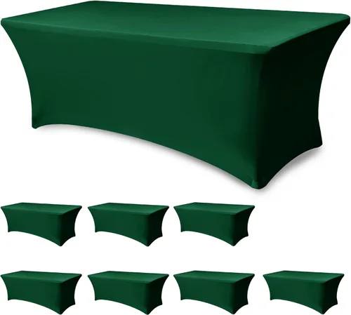 Miniatura 26 de Funda Elástica para Mesa para Mesas Rectangulares de 4 pies - Paquete de 8 Manteles de Spandex Azul Aguamarina con Elástico - Para Mesas Plegables