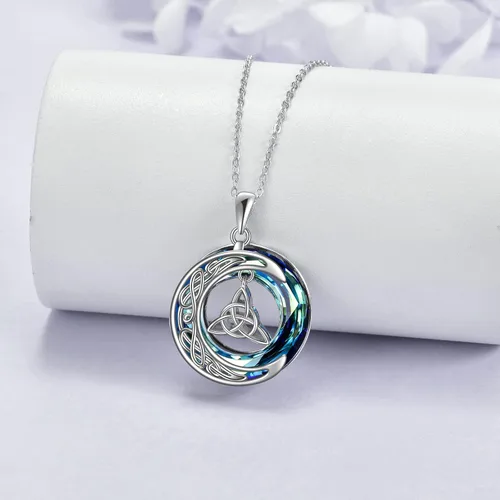 Miniatura 2 de YFN Plata de ley celta concha de abulón de TriskelePentagrama de pentáculoNudo TrinitarioBrujasEstrella de DavidCollar de brújula vikinga joyería