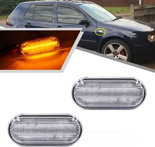 2 unids Full Amber Dynamic Sequential Blink LED Side Marker Light para Volkswagen Golf MK4 Jetta New Beetle Front Fender Luces de señal de giro