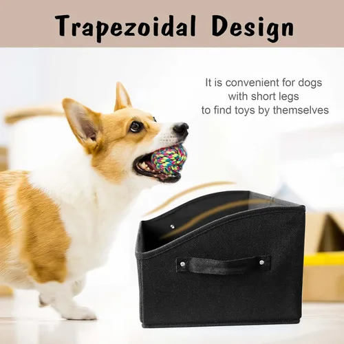 Miniatura 5 de PET ARTIST Cesta de almacenamiento y organización plegable resistente para perros, bonita caja de juguetes para perros con asas, caja de juguetes