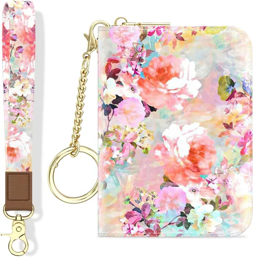 Miniatura 18 de Aiawoxc - Tarjetero para Tarjetas de Crédito para Mujer, Pequeño Organizador de Tarjetas de Negocios de Cuero Delgado con RFID, Cremallera