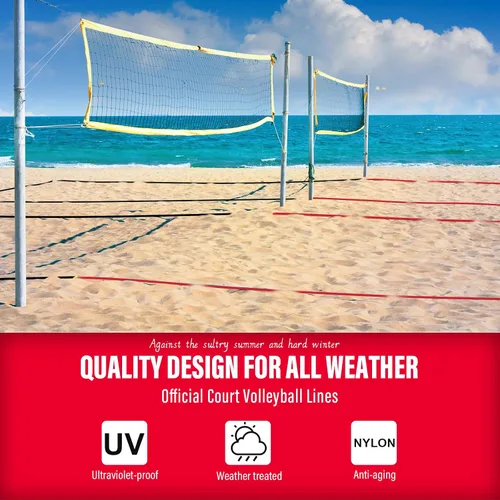 Miniatura 3 de Líneas profesionales de voleibol de playa para arena, 2 pulgadas, altamente visibles, para todo tipo de clima, con anclajes de acero inoxidable