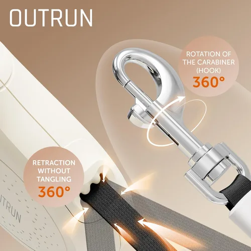 Miniatura 6 de OUTRUN Correa retráctil para perro de 16.5 pies para caminar hasta 55 libras, cinta de nailon fuerte sin enredos, bloqueo de freno resistente