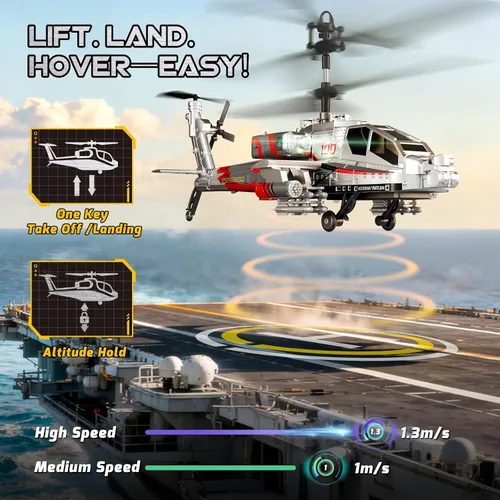 Miniatura 3 de XIKOTEC Helicóptero RC, Juguete de Helicóptero Militar a Control Remoto para Niños, Principiantes y Adultos con Mantenimiento de Altitud, Giroscopio