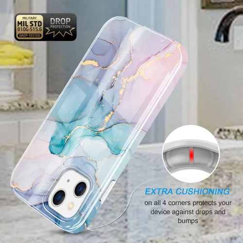 Miniatura 4 de luolnh Funda dorada brillante compatible con iPhone 15 Plus, diseño de mármol, a prueba de golpes, delgada y suave, funda de silicona para iPhone 15