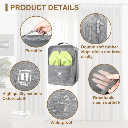 Miniatura 5 de KOVOSCH Bolsa de almacenamiento portátil para botas, Extra grande gris(13.8 x 10.2 x 8.3 in), Moderno