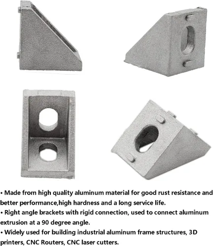 Miniatura 4 de Paquete de 10 soportes de esquina de perfil de aluminio, cierre de junta de ángulo recto en forma de L, conector para perfil de extrusión