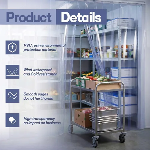 Miniatura 3 de Juexica Kit de cortina de puerta con tiras de plástico de 72 x 84 pulgadas 0.08'' de grosor, cortinas para entrada de refrigerador, cortinas