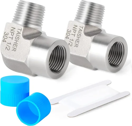 Miniatura 14 de TAISHER 2 piezas de acero inoxidable 304 cuadrado codo Barstock Street de 90 grados, tubo hembra NPT de 1/8 pulgadas a tubo hembra NPT de 1/8