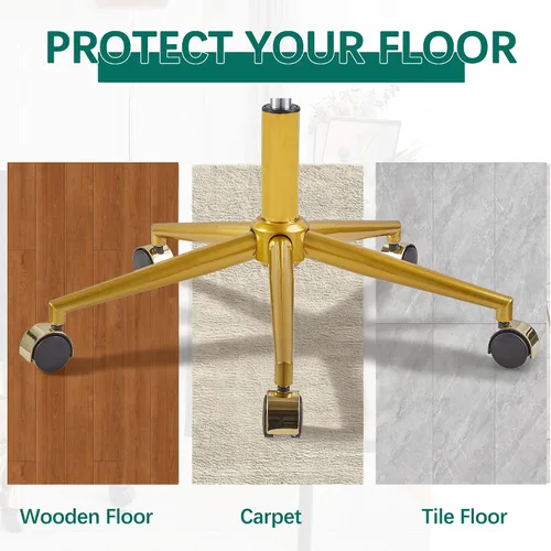 Miniatura 7 de VECELO Silla de escritorio de oficina en casa moderna de terciopelo giratoria con respaldo y ruedas, altura de asiento ajustable para niñas, Verde