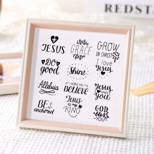 Miniatura 5 de Palabras de religión sellos transparentes para decoración de tarjetas y suministros de álbumes de recortes, sellos de goma transparente con palabras