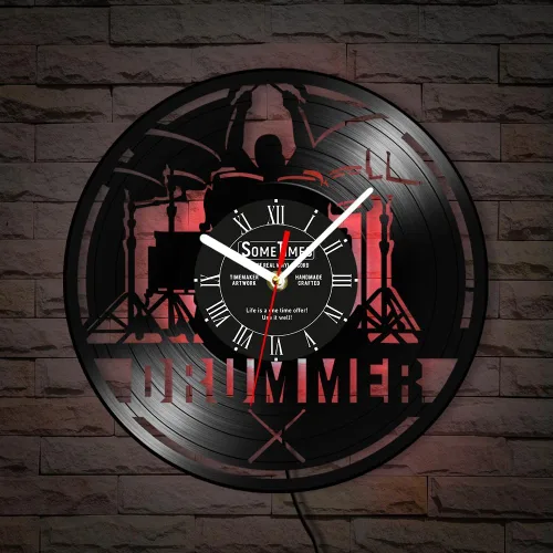Miniatura 4 de The Geeky Days Reloj de pared con nombre personalizado, 7 colores cambiantes, reloj de pared de vinilo con luz nocturna LED, reloj de pared