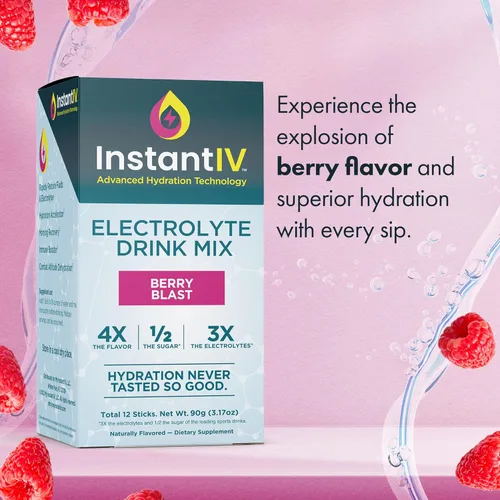 Miniatura 3 de Polvo de electrolitos – 3 veces electrolitos, 1/2 azúcar con vitamina C, B3, B6, paquetes de electrolitos en polvo para hidratación, recuperación e