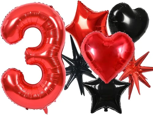 Miniatura 18 de TONIFUL Globos rojos de números grandes de 40 pulgadas del 0 al 9, número 0 digital 0 de papel de aluminio de helio, globos de número grande