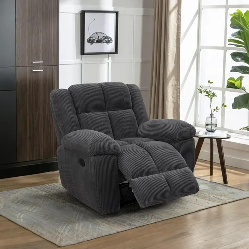 Miniatura 20 de Juego de sofá reclinable para muebles de sala de estar, juego de sofá y silla reclinable de pana verde, tela manual, sofá reclinable de 3 plazas