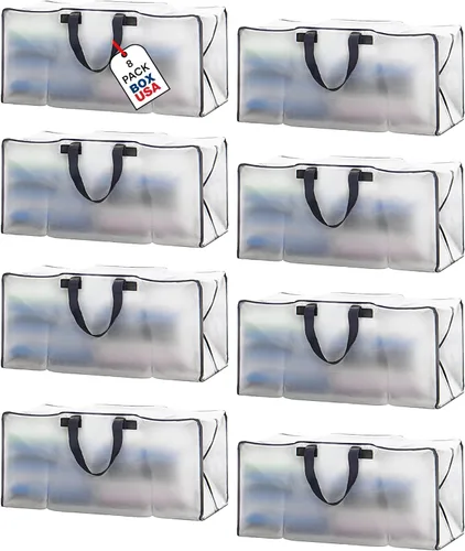 Miniatura 11 de BOX USA Paquete de 4 bolsas de mudanza con asas fuertes y cremalleras, bolsas de embalaje extragrandes resistentes para almacenamiento, cajas