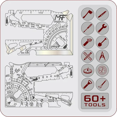 Miniatura 3 de Universal 3.0-60+ Tools - Multiherramienta para tarjetas de crédito con cuchillo, billetera de titanio con regla, abrebotellas y latas para EDC