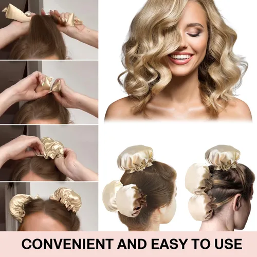 Miniatura 4 de 3 juegos/6 rizadores de cabello sin calor, sin calor, para rizos sin calor con gorras para el cabello, diadema suave sin calor para cabello largo