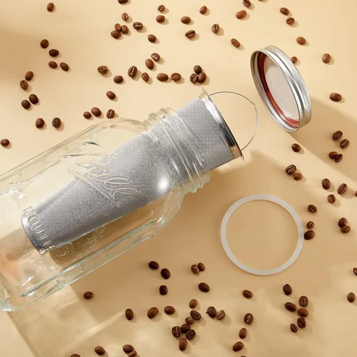 Miniatura 5 de 3 filtros de café frío con asa, filtro de tarro de acero inoxidable de 2 cuartos de galón para boca ancha, frasco de masón, infusor de té, filtro