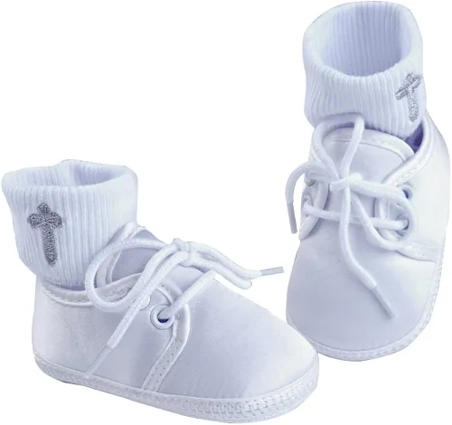 Miniatura 3 de Booulfi Conjunto de botines y calcetines para bebés recién nacidos para bautizo