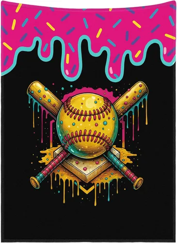 Miniatura 8 de Tegeme 67 Meme Baseball Drip Ice Cream Manta negra de béisbol con el número 67 jugador 67 jugador, manta cálida de franela ultra suave para cama