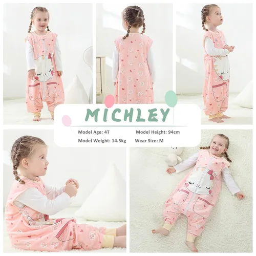Miniatura 6 de MICHLEY Manta unisex para bebé, saco de dormir sin mangas con pies, gato, 1-3T