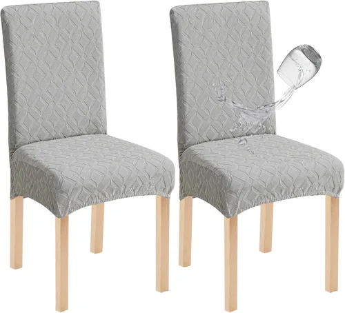 Miniatura 25 de Genina Juego de 4 fundas impermeables para sillas de comedor, extraíbles y lavables, color beige grande