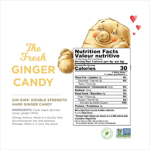 Miniatura 2 de GIN GINS - Caramelo duro de jengibre de doble fuerza – Caramelo 100% natural de The Ginger People – Golosinas saludables envueltas individualmente