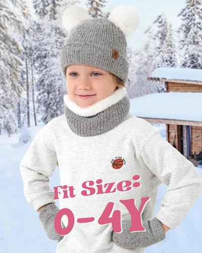 Miniatura 6 de Toddler Kids Winter Hats Gloves Scarfs Beanie Mittens Neck Warmer for 0 6 12 Months 1 2 3 4-10 Year Old Baby Girls Boys Gifts