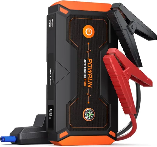 Powrun P-ONE Arrancador de Salto, Caja de Salto Portátil de 2000A - Paquete de Batería de Arrancador de Coche para hasta 8.0L de Gasolina y 6.5L de