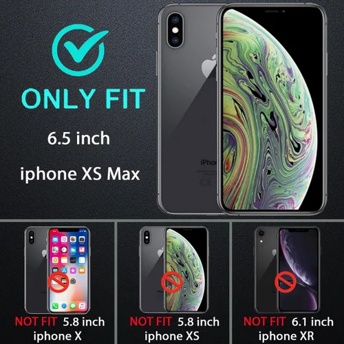 Miniatura 2 de YKHJKLEC Funda para iPhone Xs Max, grado militar 3 en 1, resistente a los golpes, a prueba de caídas, polvo con 2 protectores de pantalla de vidrio
