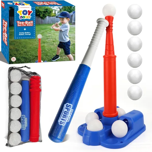Miniatura 9 de TOY Life Juego de Tball para Niños de 3-5 y 5-8 Tball para Niños de 5-8 Bat de Tee para Niños Pequeños Set de Bate de Béisbol para Niños de 3-5