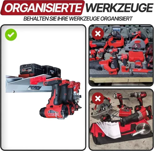 Miniatura 5 de Soporte para herramientas PERCH para Milwaukee M18 18v Monta de forma segura 5 herramientas inalámbricas Montaje universal Organizador