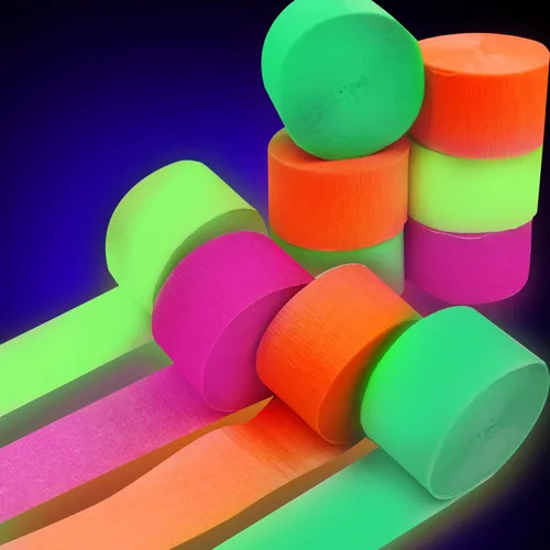 Miniatura 8 de Suministros de fiesta que brillan en la oscuridad de 400 pies que brillan en la oscuridad, serpentinas de papel crepé que brillan en la oscuridad
