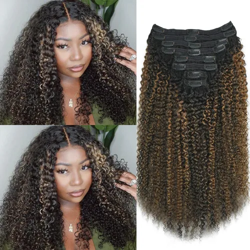 Miniatura 66 de Extensiones de cabello con clip de 12 pulgadas, rizado birmano, negro natural, extensiones de cabello con clip rizado birmano, cabello humano real