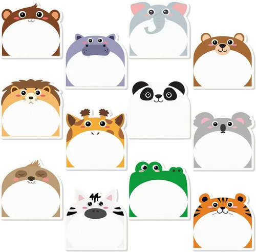 Miniatura 13 de Yinder 24 blocs de notas adhesivas divertidas Kawaii de animales, notas adhesivas de dibujos animados a granel, regalo autoadhesivo para San