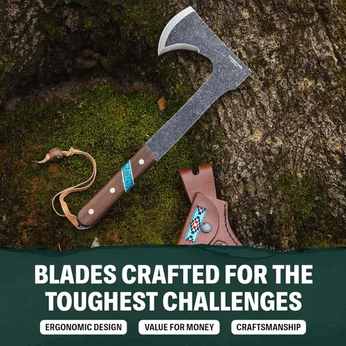 Miniatura 5 de Condor Tool & Knife Blue River Tomahawk - Tomahawk táctico de alta calidad con hoja de acero de alto carbono 1095 - Mango ergonómico de nogal