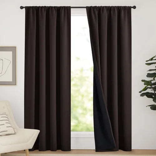 Miniatura 48 de NICETOWN Cortinas blancas 100% opacas, 2 capas gruesas completamente opacas con bolsillo para barra, cortinas aislantes térmicas para Blanco puro