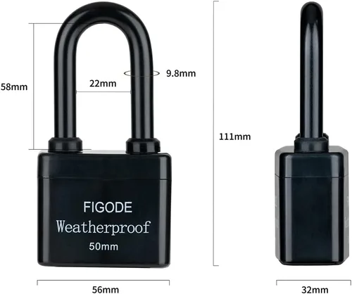 Miniatura 2 de FIGODE® Candado impermeable para exteriores, cerradura grande de servicio pesado resistente con cubierta de acero laminado con llave, 2.2 pulgadas