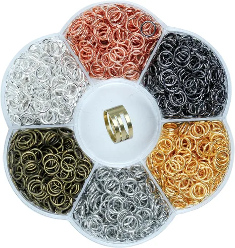 Miniatura 9 de YAKA 12000 piezas de 0.118 in, caja de 6 colores, anillo de salto abierto, llavero de joyería para accesorios de fabricación de joyas, 1 herramienta