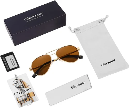 Miniatura 181 de Gleyemor Lentes de sol polarizados estilo aviador para niños y niñas, jóvenes, adolescentes, dos tamaños de 1.969 in y 2.047 in